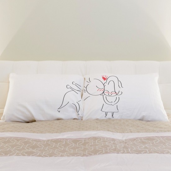 BIG KISS couple pillowcases (set of 2) by Human Touch on The Bazaar